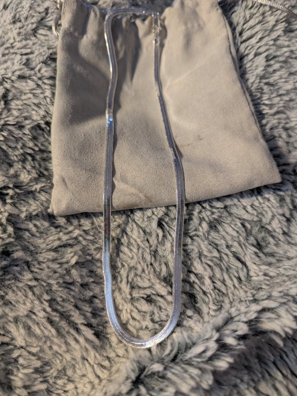 925 Silver Herringbone Necklace 18" New